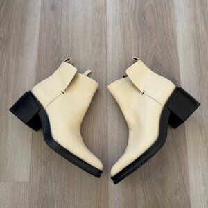 Franco Sarto Cream Leather Block Heel Booties New Size 8M